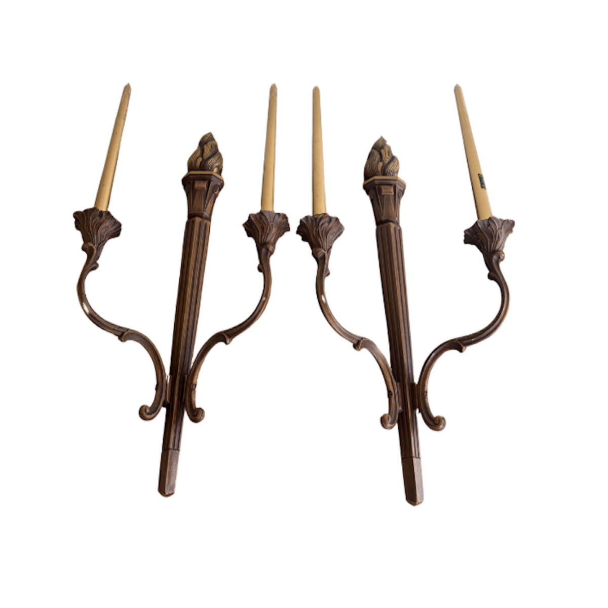 Vintage Mid Century Flame Sconces, Set of 2 - Noble Designs