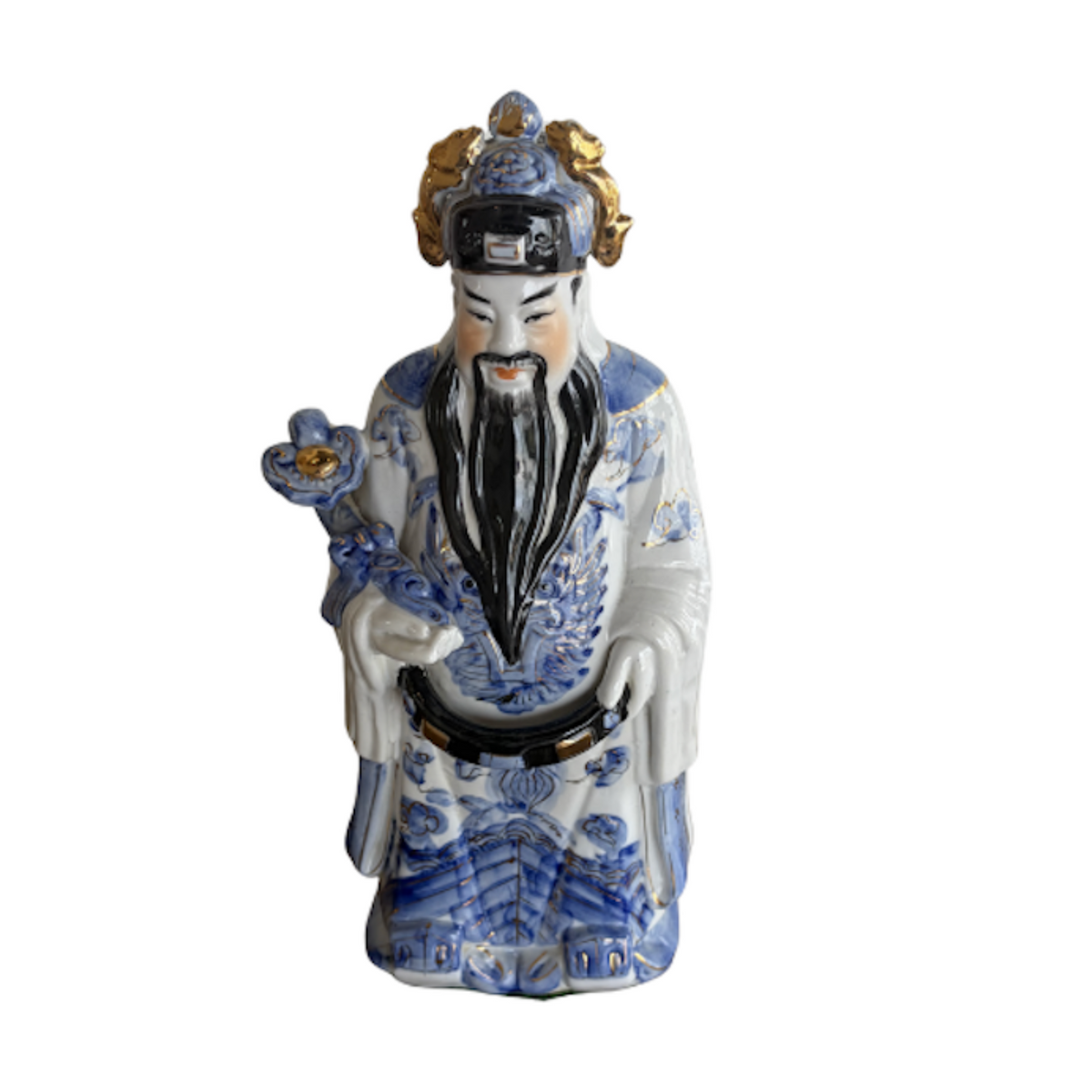Vintage Blue and White Asian Statue - Noble Designs
