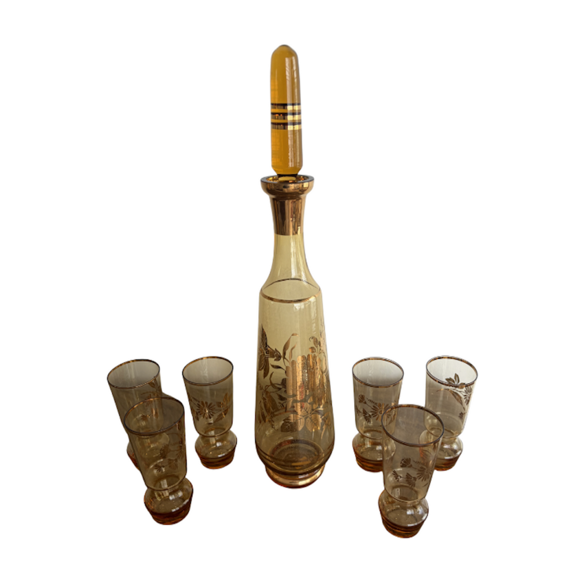 Vintage Czech Goldleaf Decanter Set  - Noble Designs