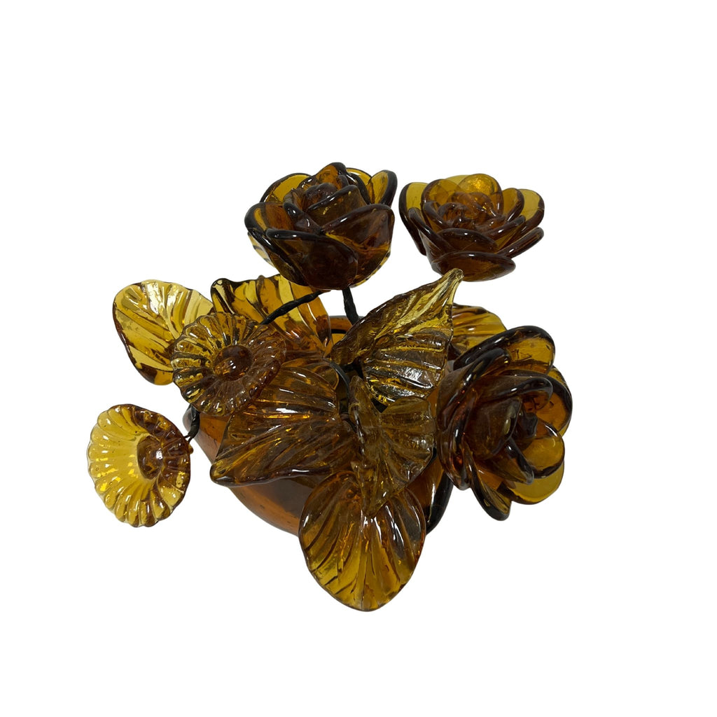 Vintage Amber Glass Bouquet of Flowers - Noble Designs