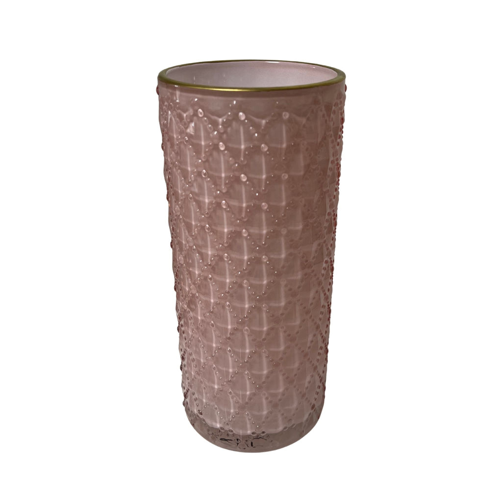 Vintage Gold Rimmed Pink Glass Vase - Noble Designs
