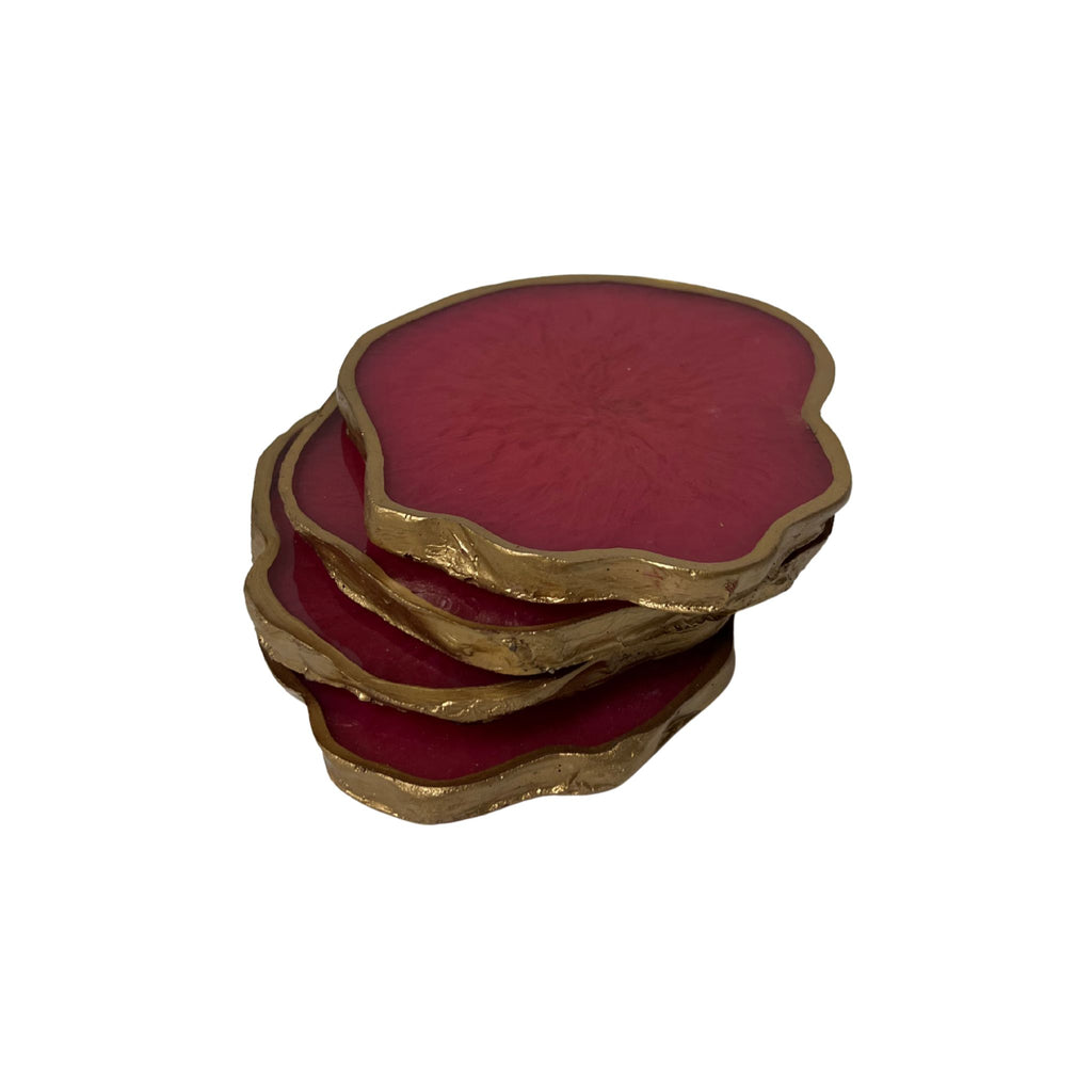 Asymmetrical Pink and Gold Coasters, Set of 4 - Noble Designs