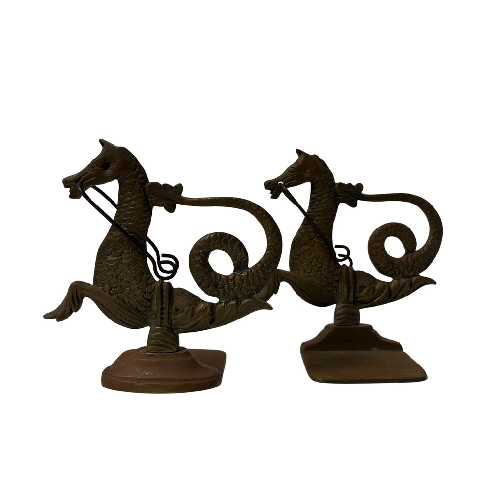 Vintage Brass Seahorse Bookends  - Noble Designs