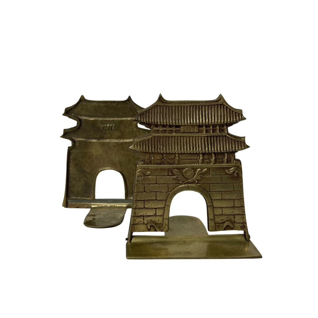 Vintage Brass Pagoda Folding Bookends - Noble Designs