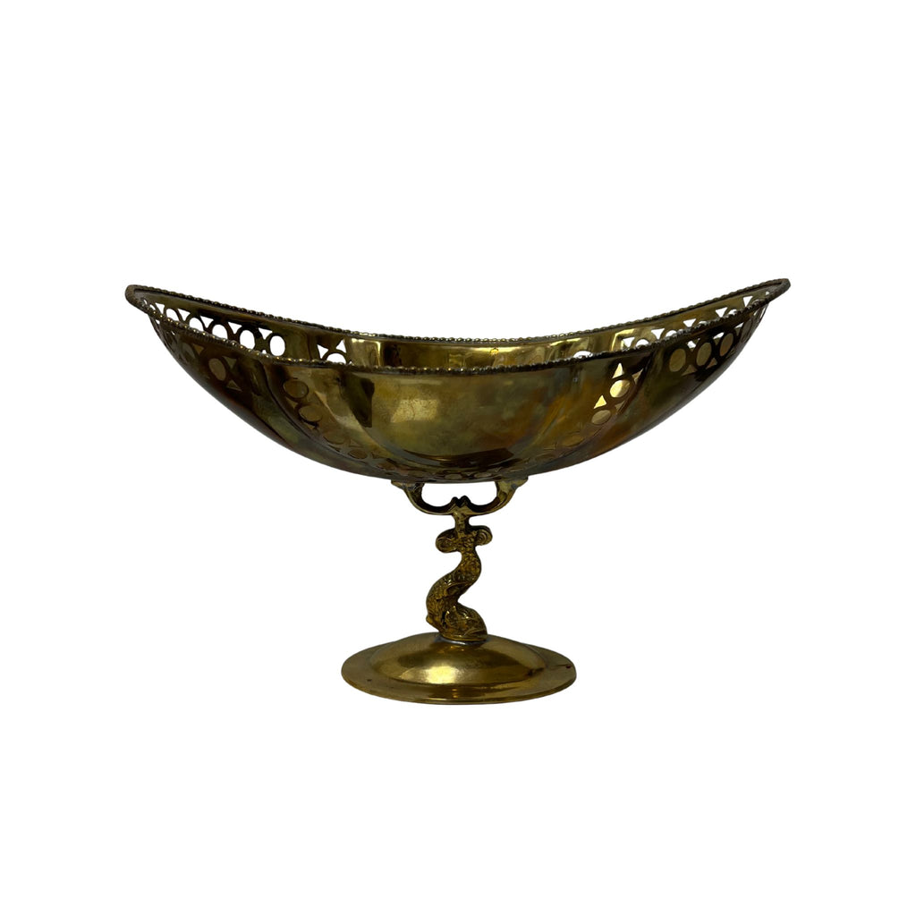 Vintage Brass Fish Pedestal Bowl - Noble Designs