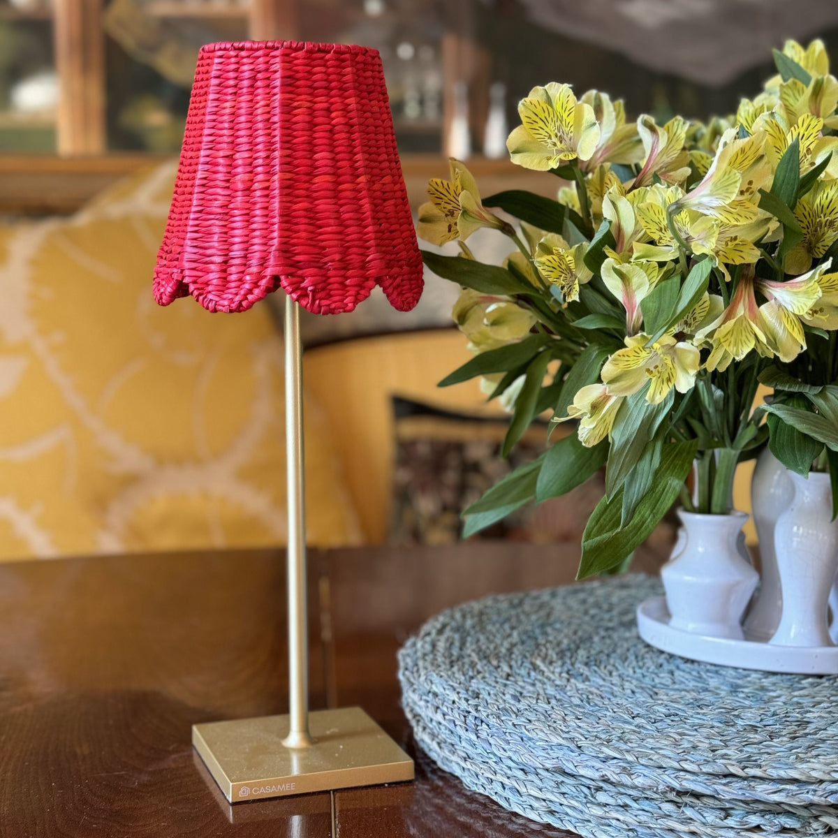 Small Seagrass Shade Cover - Scalloped in Red-Noble Designs