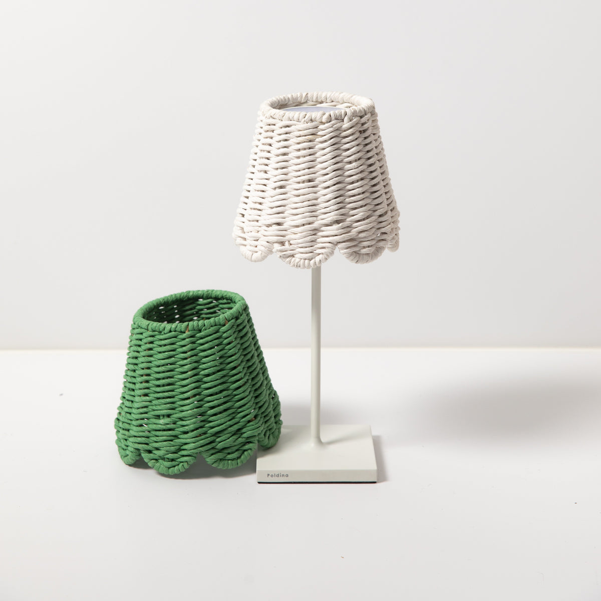 Small Twisted Rope Shade Cover - Scalloped in White-Noble Designs