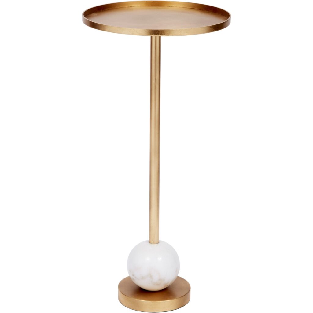 Kay Gold Leaf And White Marble Martini Table - Noble Designs