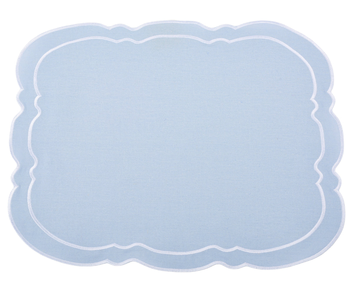 Charleston Pale Blue & White Placemat & Napkin Front View 