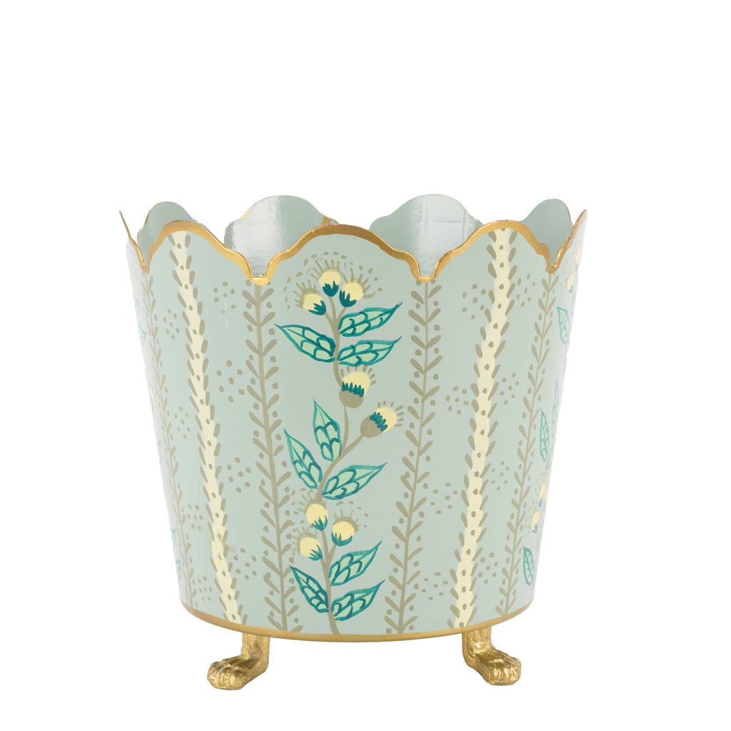 Green & Gold Floral Bucket Planter - Noble Designs