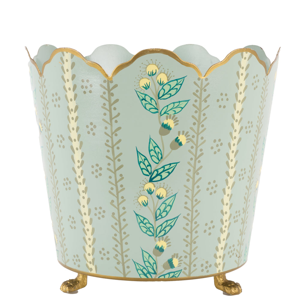 Green & Gold Floral Bucket Planter - Noble Designs