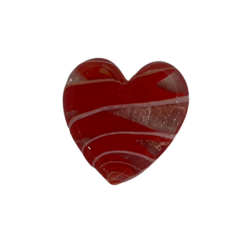 Vintage White And Red Glass Heart - Noble Designs