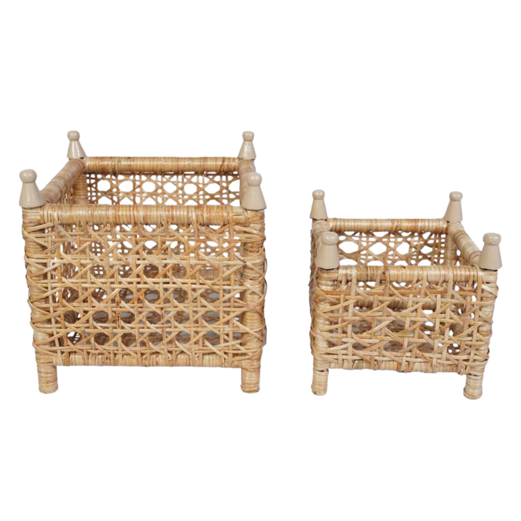 Natural Cane Wicker Box Planter - Noble Designs