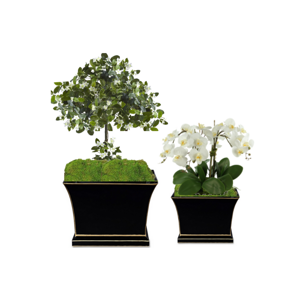 black and gold planter pots Black & Gold Flared Planter – Noble Designs