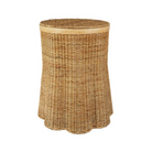 Round Lid with Scalloped Base Wicker Storage Pedestal - Noble Designs