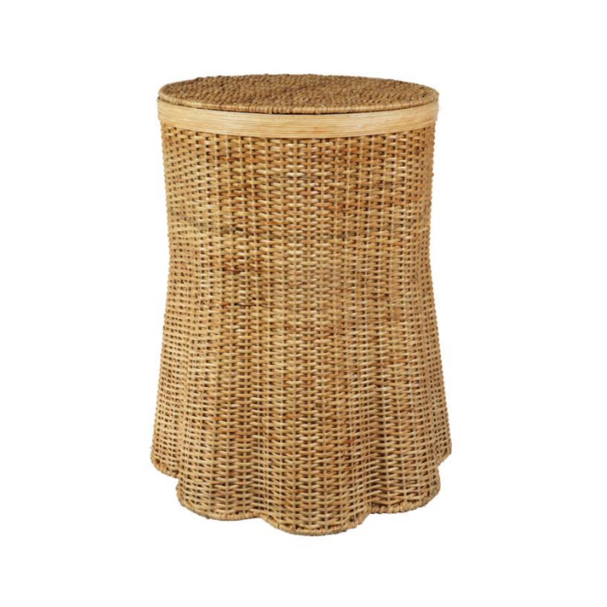 Round Lid with Scalloped Base Wicker Storage Pedestal - Noble Designs