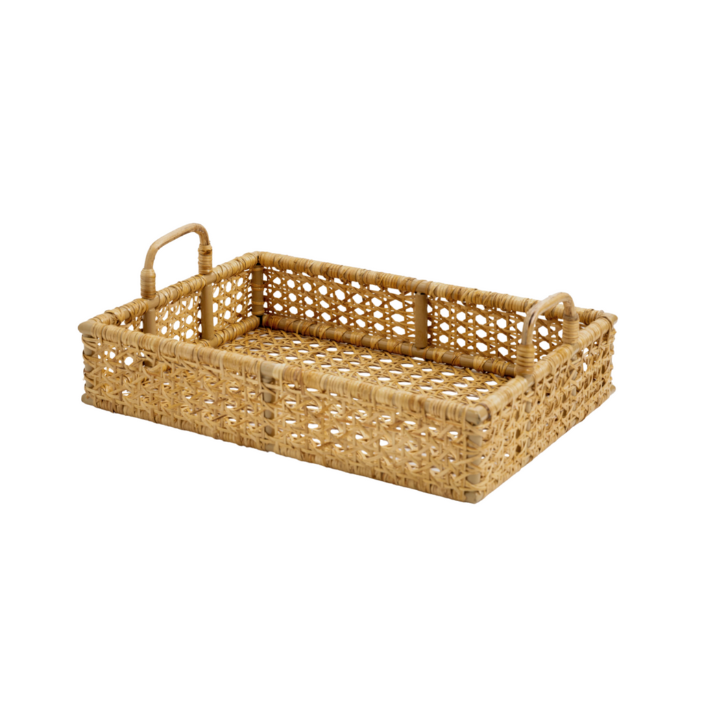 Rectangular Woven Cane Serving Tray - Noble Designs