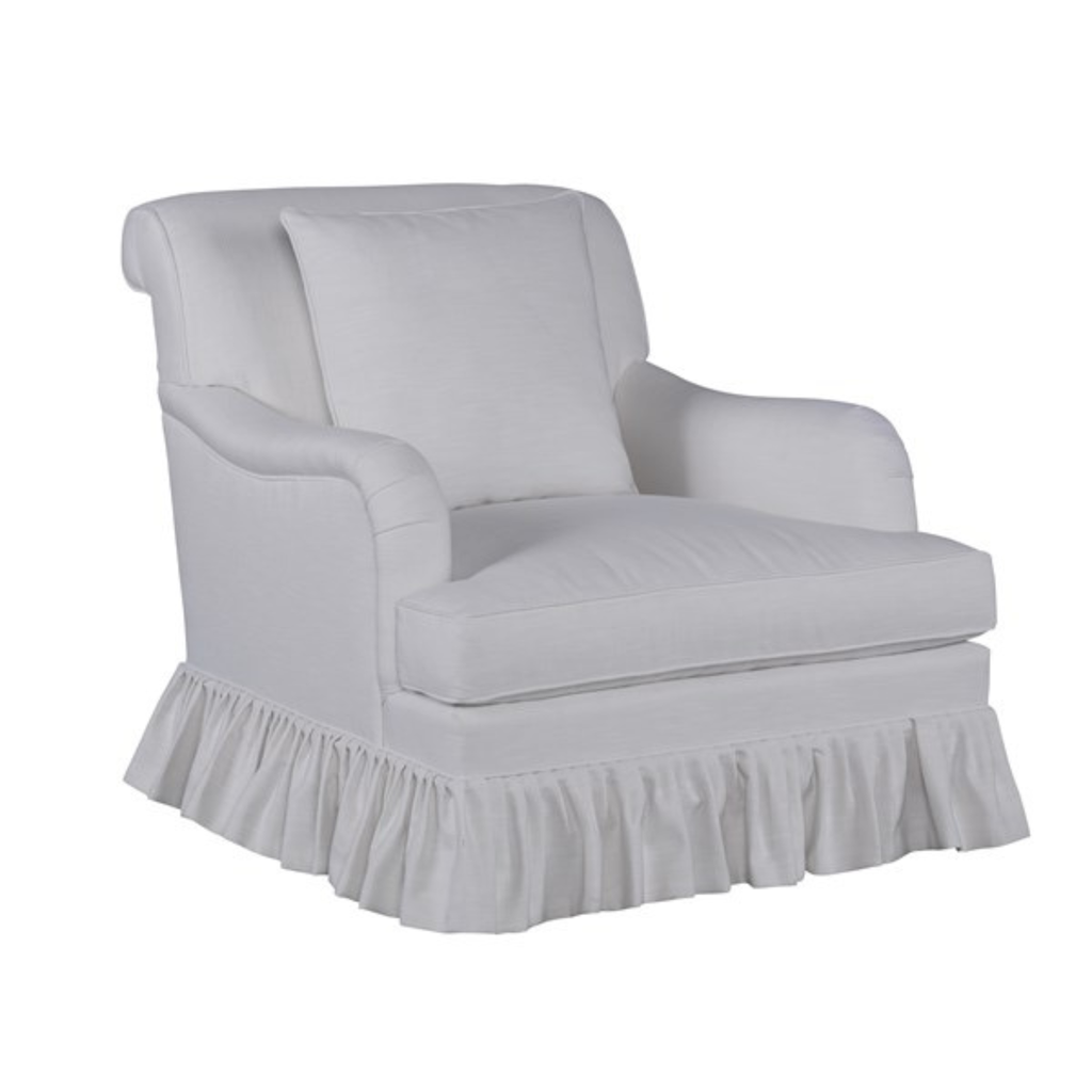 Lilac Swivel Chair with Ruffled Skirt - Sea Green Designs