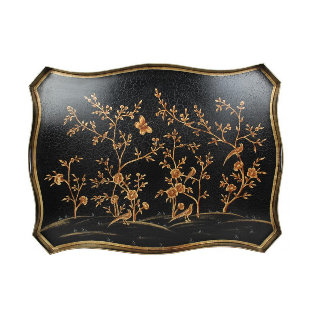 Black & Gold Rectangular Tray Table - Noble Designs