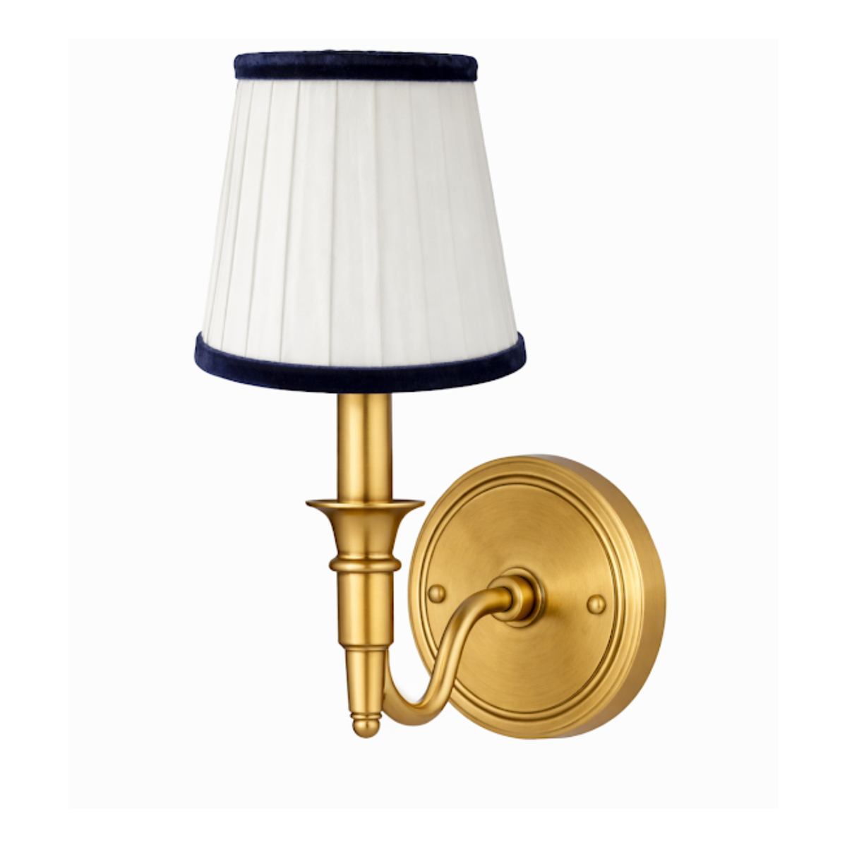 White & Navy Blue Velvet Trim Sconce Shade 0- Nobledesigns