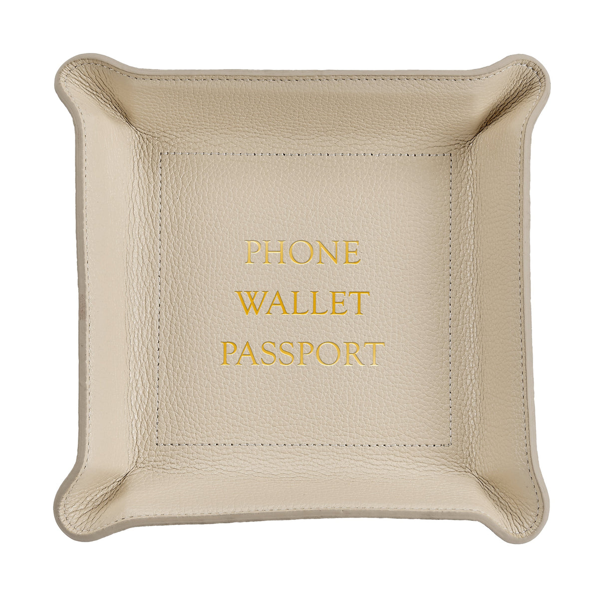 "Phone, Wallet, Passport" Leather Valet Tray - Noble Designs