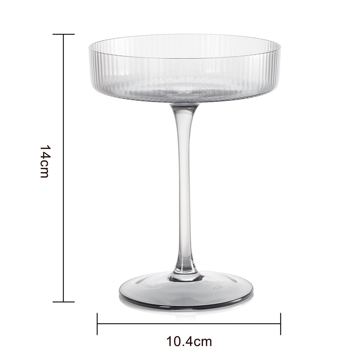Ribbed Coupe Cocktail Glasses, Set of 2 - Noble Designs