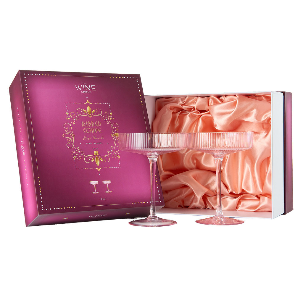 The Wine Savant Ribbed Coupe Cocktail Glasses, Set of 2 - Noble Designs