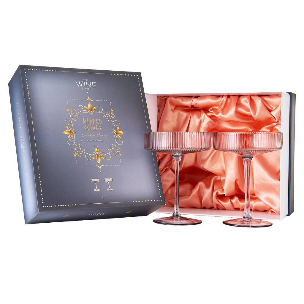 Ribbed Coupe Cocktail Glasses, Set of 2 - Noble Designs