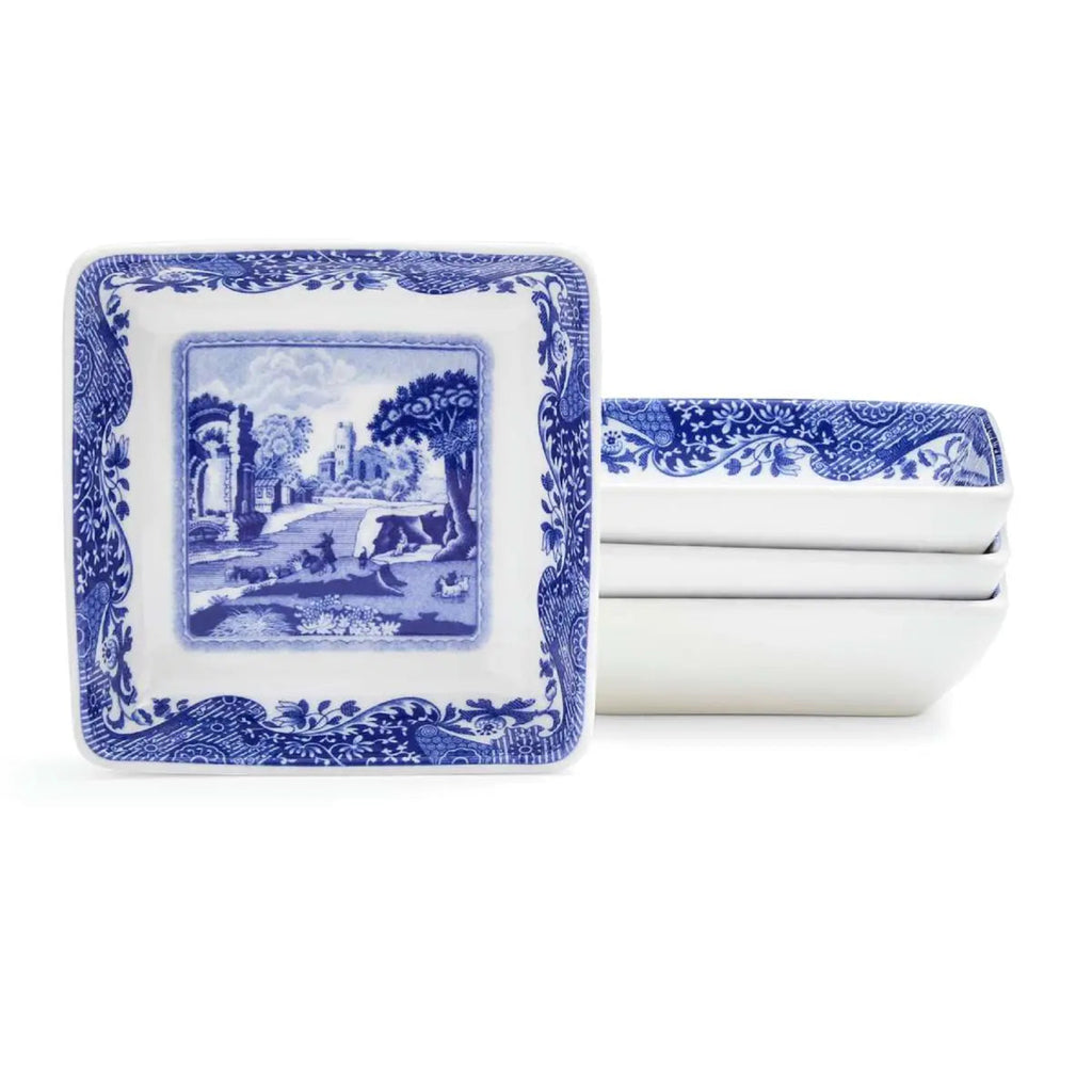 Blue Italian Square Dishes, Set of 4 - Noble Designs