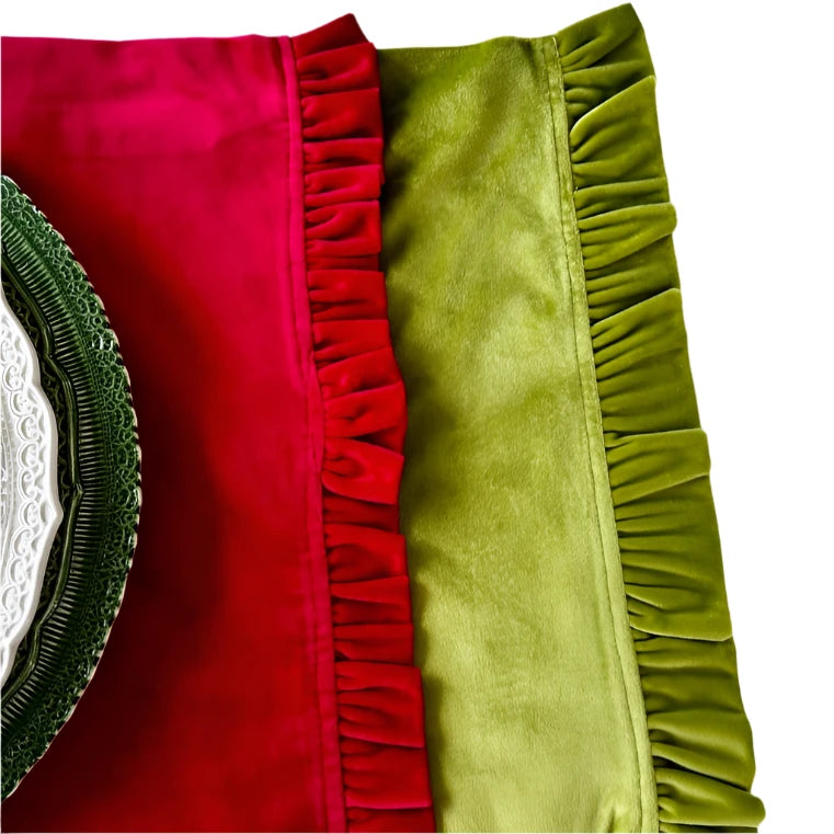 Velvet Rectangle Placemat with Ruffle, Set of 4 - Noble Designs