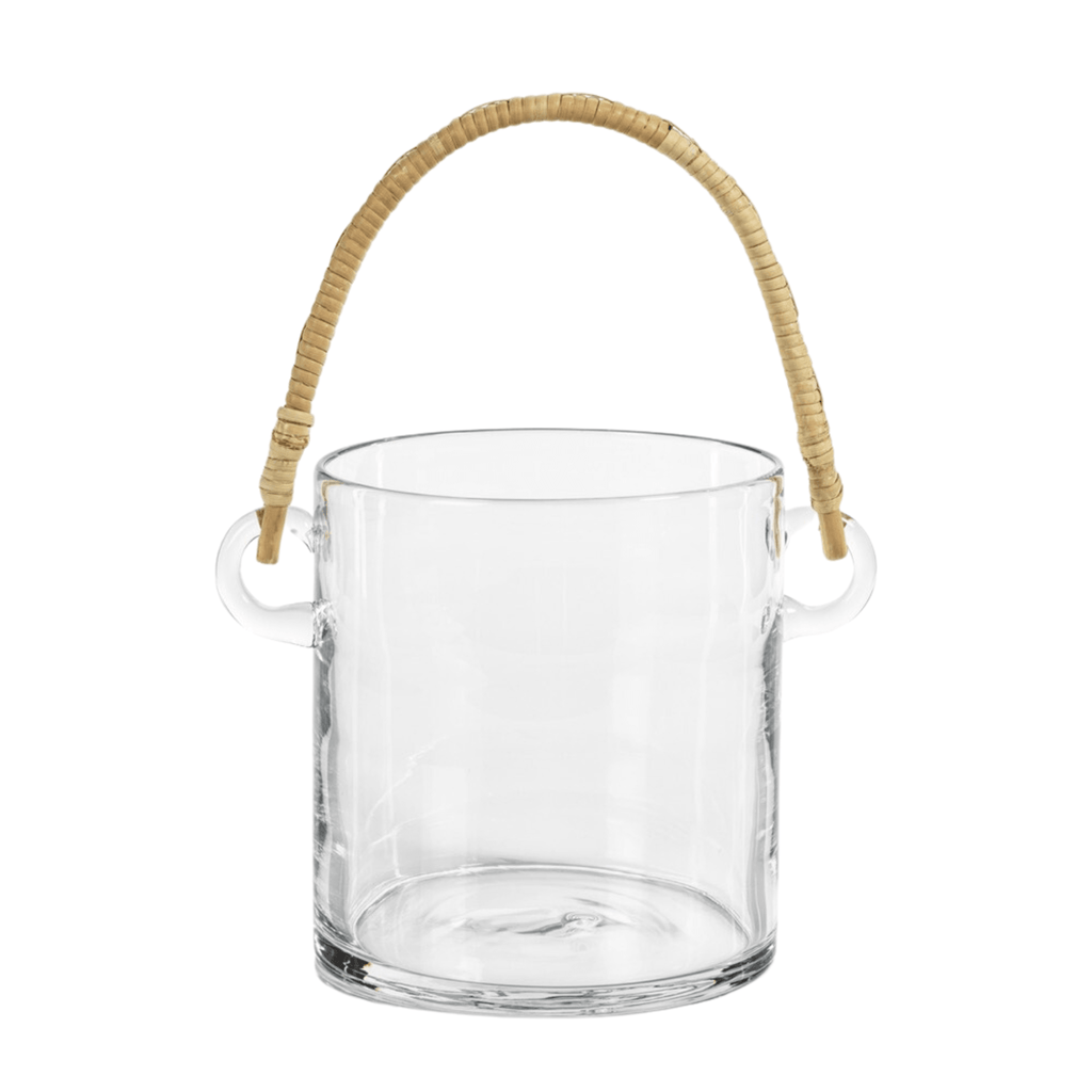Byblos Glass Ice Bucket Wine Cooler With Rattan Handle - Noble Designs