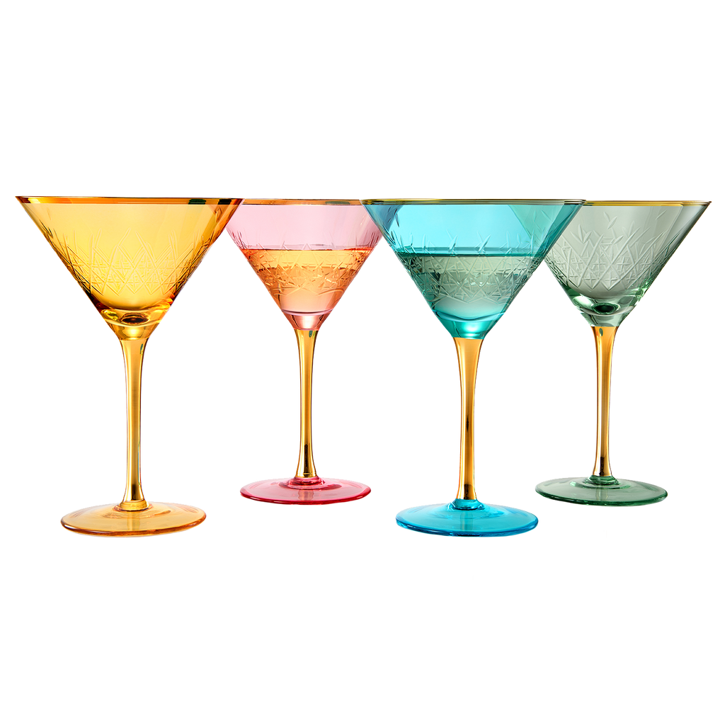 Crystal Martini Glasses Colored, Set of 4 - Noble Designs