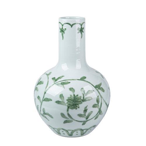 Celadon Green Vine Globular Vase - Noble Designs