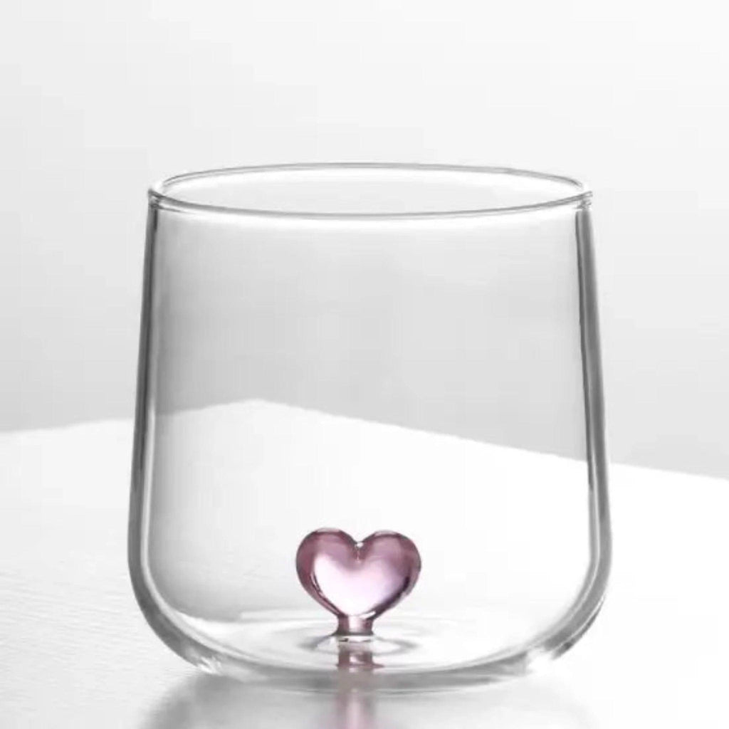 Cocktail Glass with 3D Glass Heart On the Bottom - Noble Designs