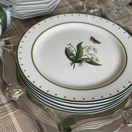 Lily of The Valley Green and White Dinner Plate - Noble Designs