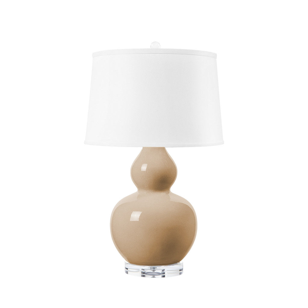 Devon Lamp With Shade 17 Inch White Linen, With Nickel - Noble Designs