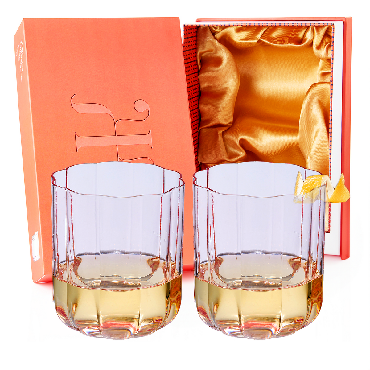 Flower Vintage Glass Stemless Highball, Set of 2 - Noible Designs