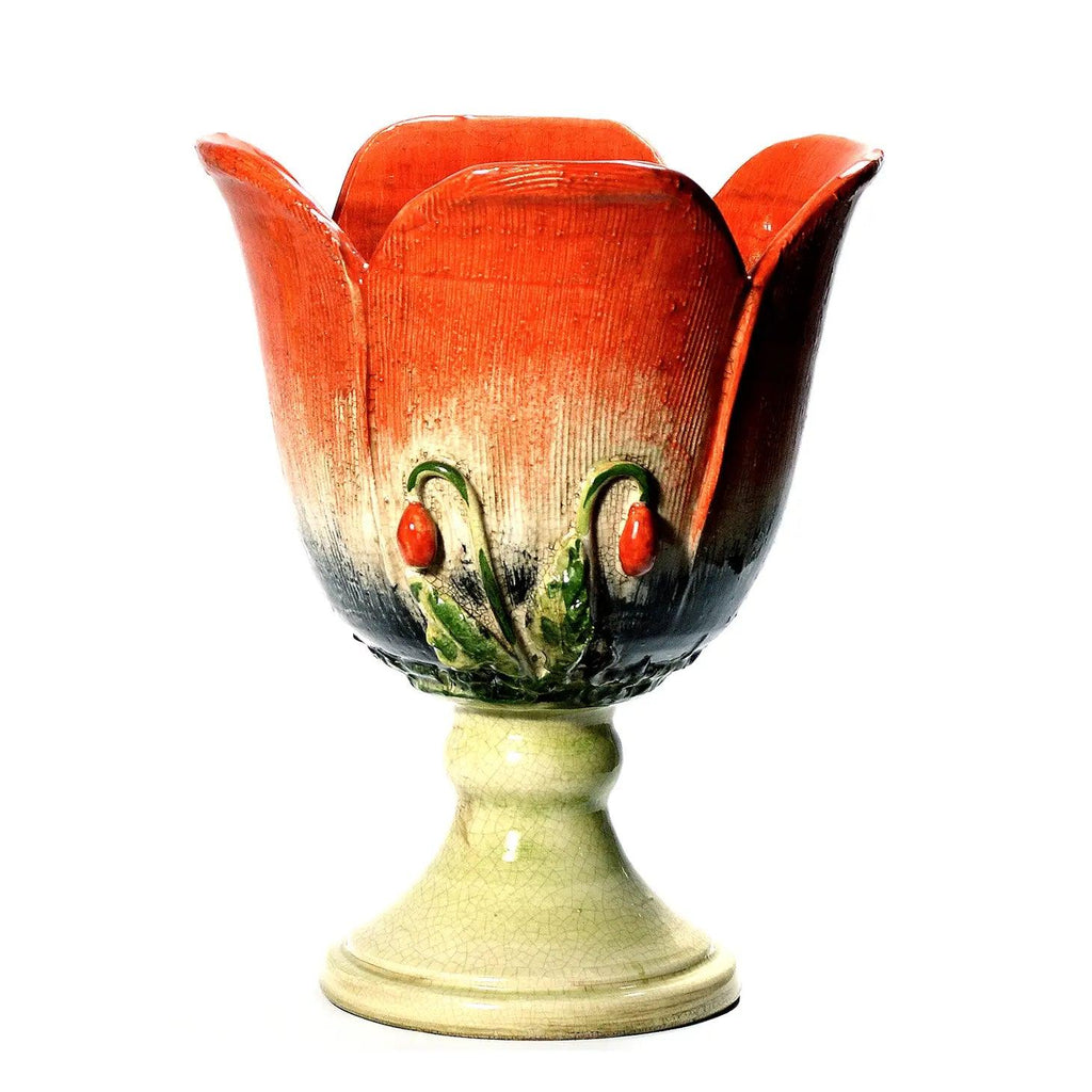 Fiore Poppies Footed Vase - Noble Designs