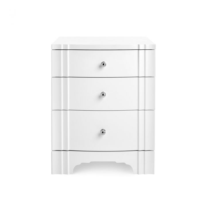 Flanders 3-Drawer Side Table, White Pearl - Noble Designs