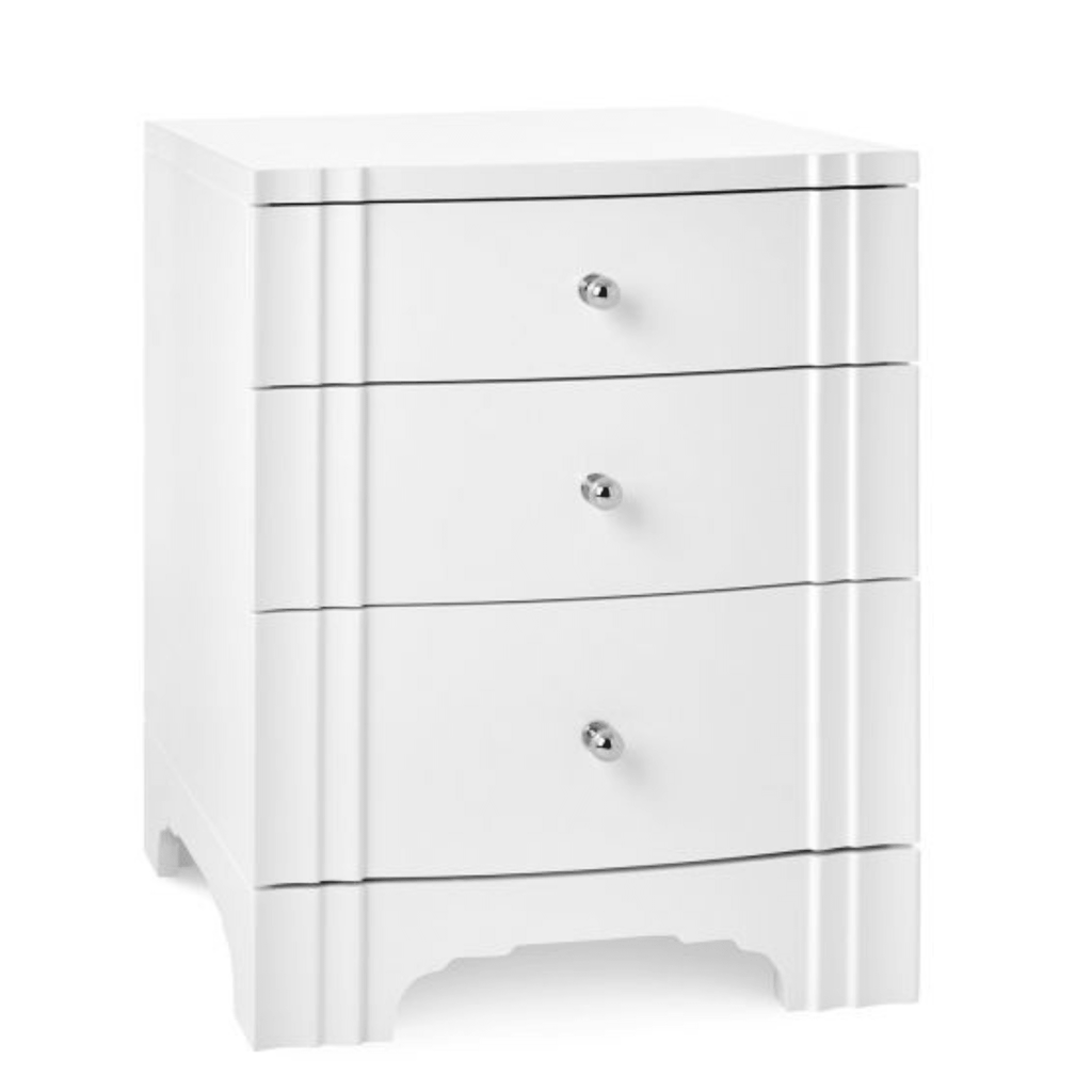 Flanders 3-Drawer Side Table, White Pearl - Noble Designs