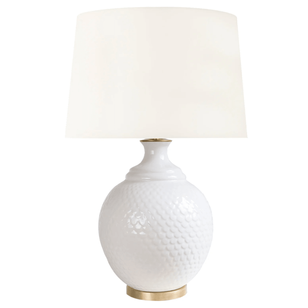 Hastings Scaled Table Lamp, White - Noble Designs