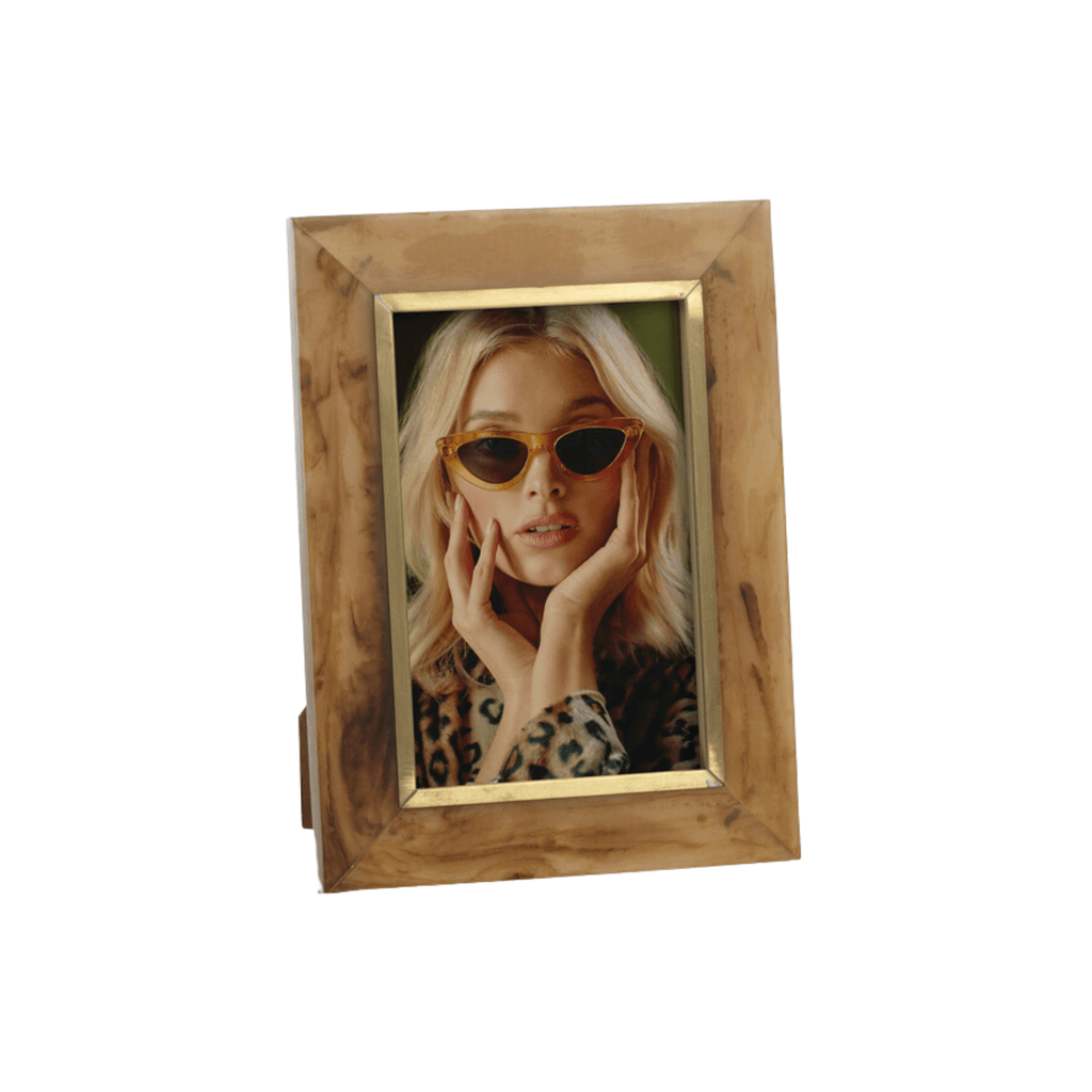 Horn Design Inlaid 4x6 Photo Frame With Brass Accent - Noble Designs
