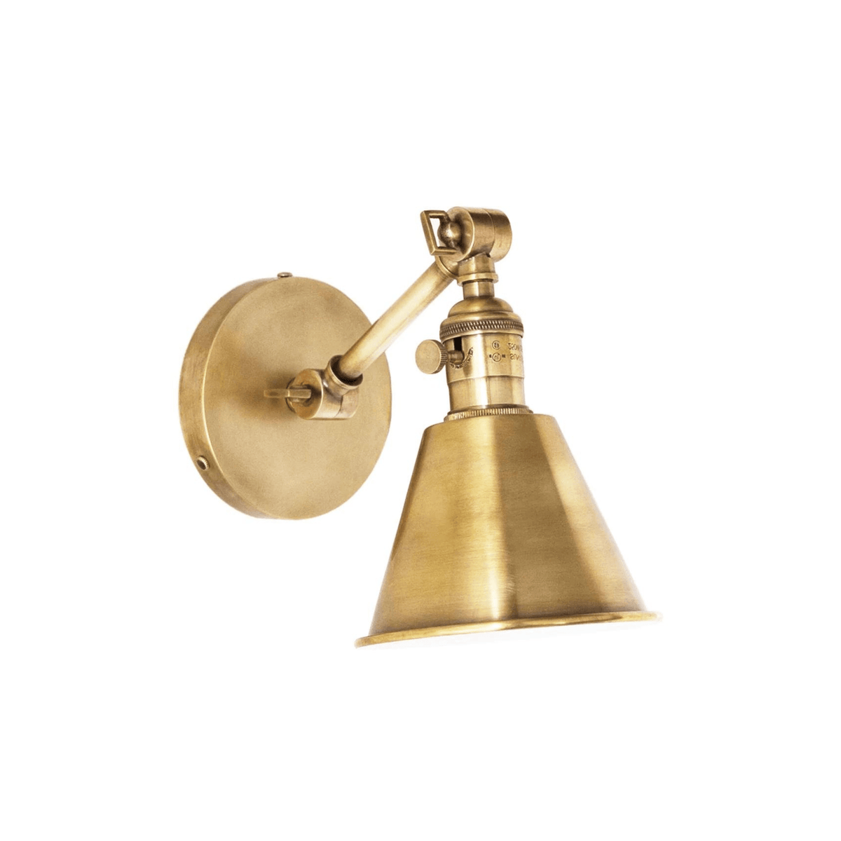 Jameson Single Short Arm Wall Sconce, Antique Brass - Noble Designs