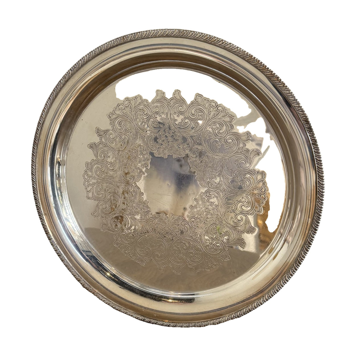 Simeon L. & George H. Rogers Co. Round Silver Tray - Noble Designs