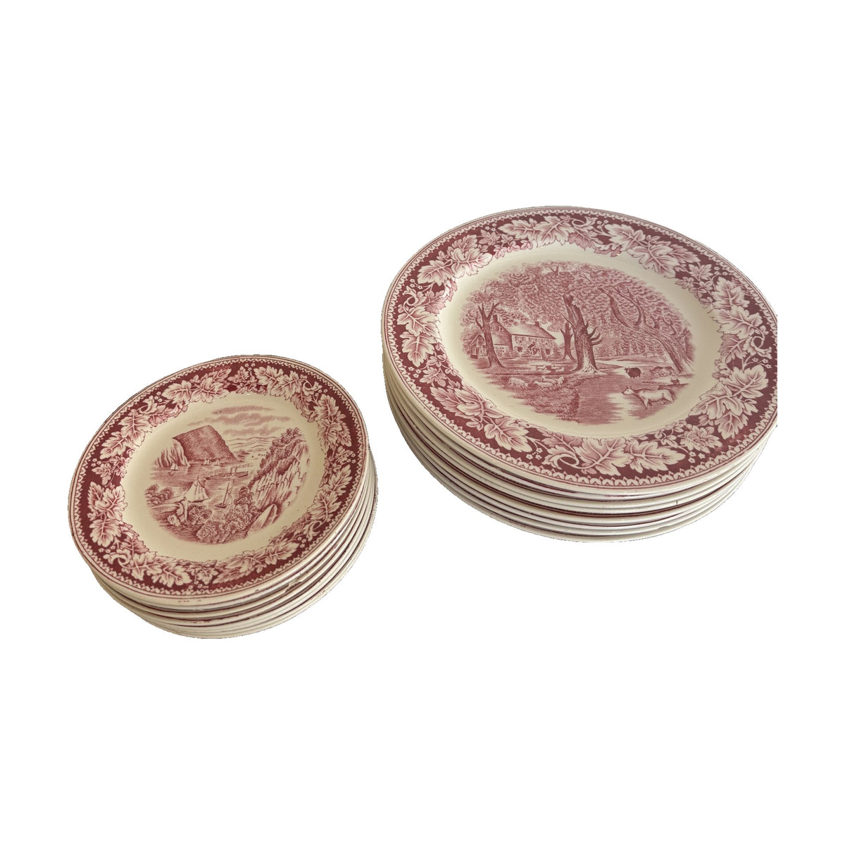 Currier & Ives Dinner and Dessert Plates, Set of 16 - Noble Designs