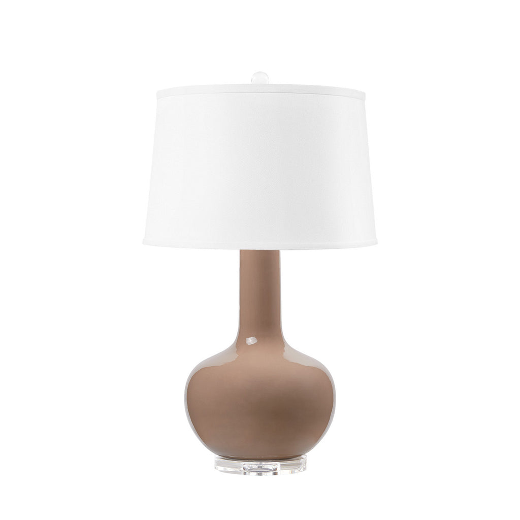 Pablo Lamp with Shade 17-inch White Linen, with Nickel - Noble Designs