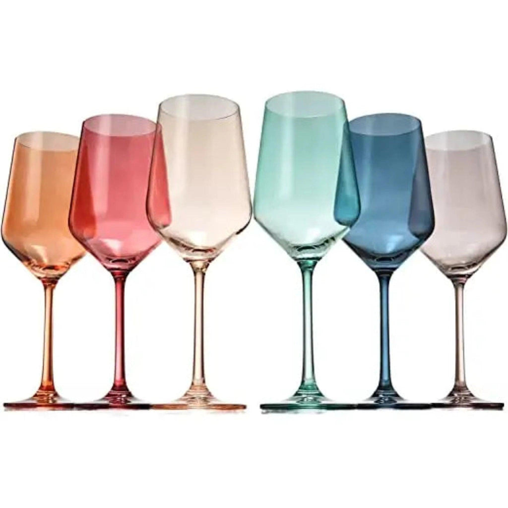 Pastel Luxury Colored Crystal Wine Glass Set of 6 - Noble Designs