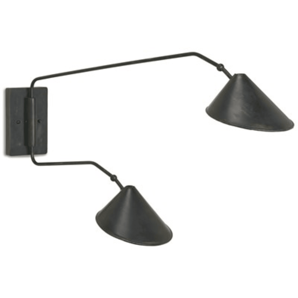 Serpa Black Double Swing-Arm Wall Sconce - Noble Designs