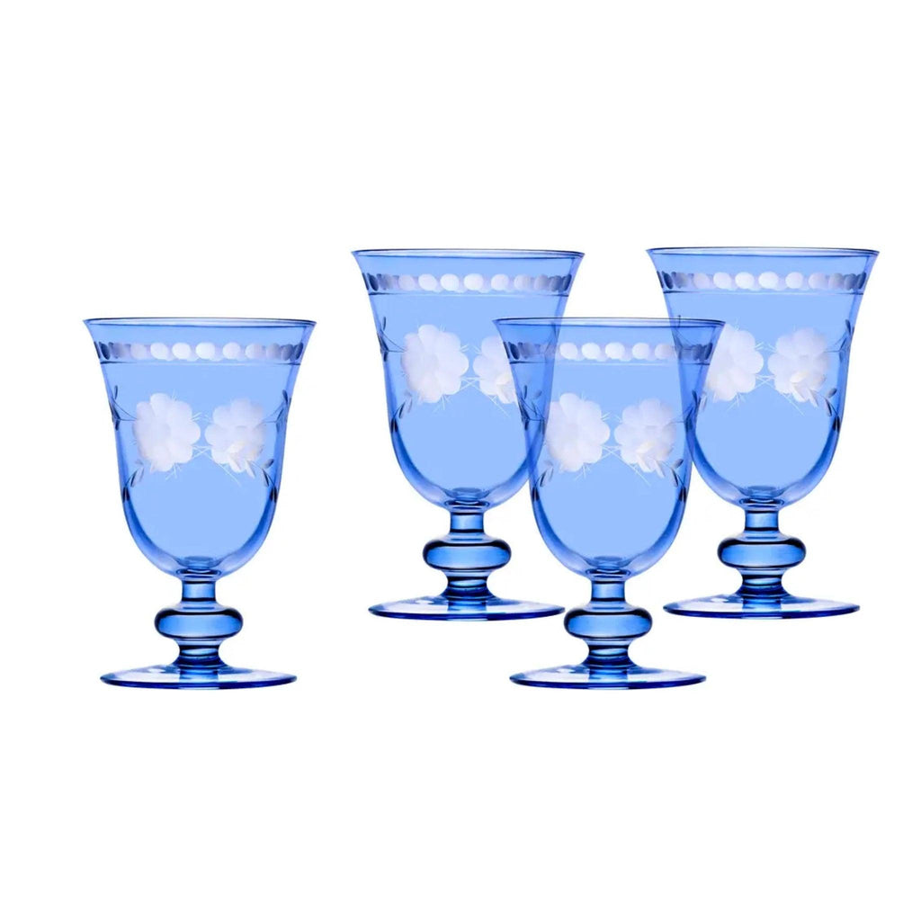 Set of Four Belle Fleur Goblet Blue - Noble Designs