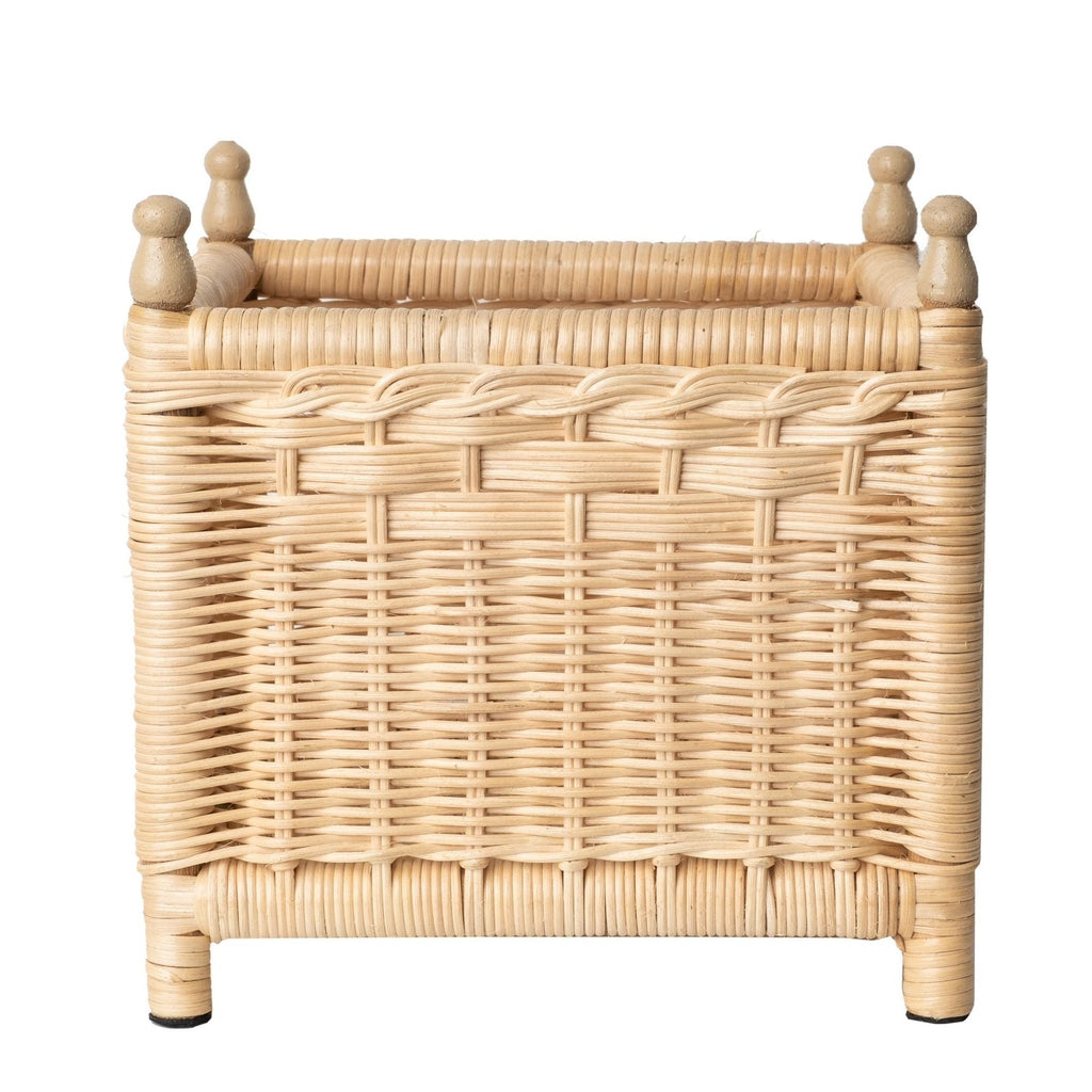 Jumbo Floor Natural Wicker Box Planter - Noble Designs